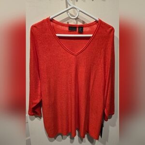 New Tahari linen blend coral sweater